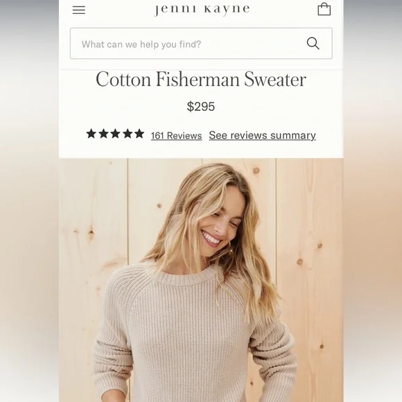 Jenni Kayne Cotton Fisherman Crewneck Knit Sweater Oatmeal